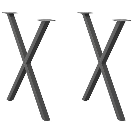 Gambe Tavolo Pranzo a X 2 pz Antracite 80x(72-73) cm Acciaio - homemem39