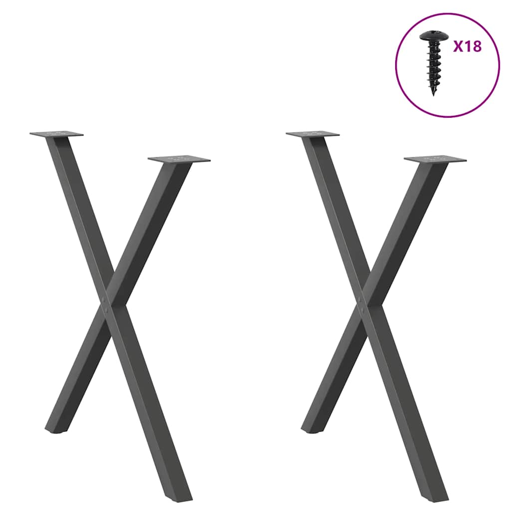 Gambe Tavolo Pranzo a X 2 pz Antracite 80x(72-73) cm Acciaio - homemem39