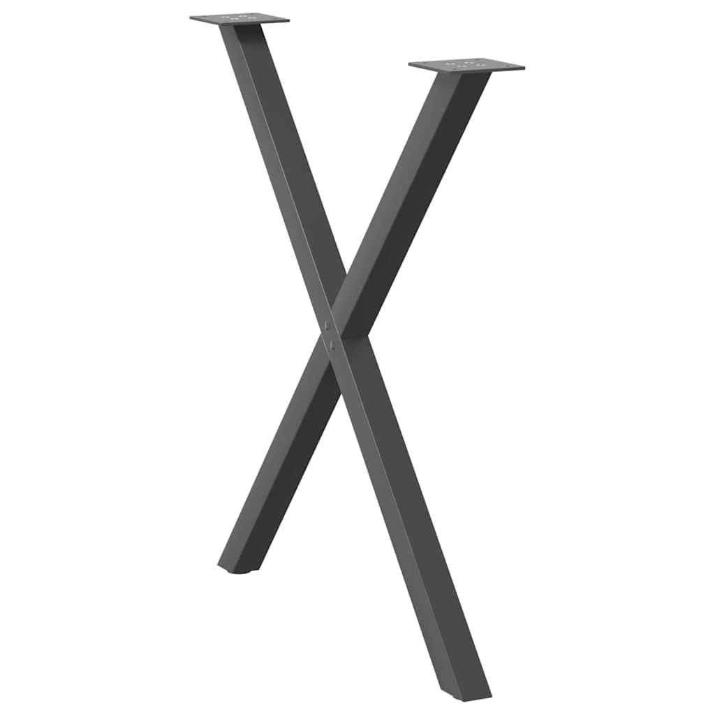 Gambe Tavolo Pranzo a X 2 pz Antracite 80x(72-73) cm Acciaio - homemem39