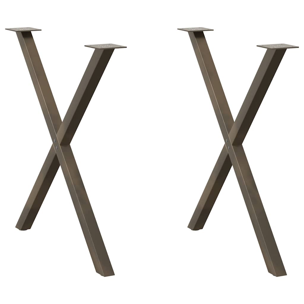 Gambe Tavolo Pranzo a X 2 pz Naturale 80x(72-73) cm Acciaio - homemem39