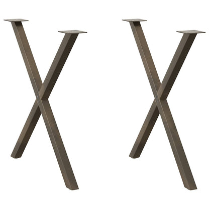 Gambe Tavolo Pranzo a X 2 pz Naturale 80x(72-73) cm Acciaio - homemem39