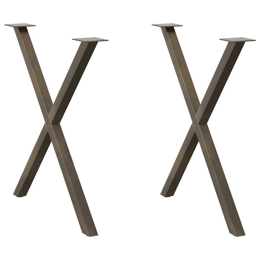 Gambe Tavolo Pranzo a X 2 pz Naturale 80x(72-73) cm Acciaio - homemem39