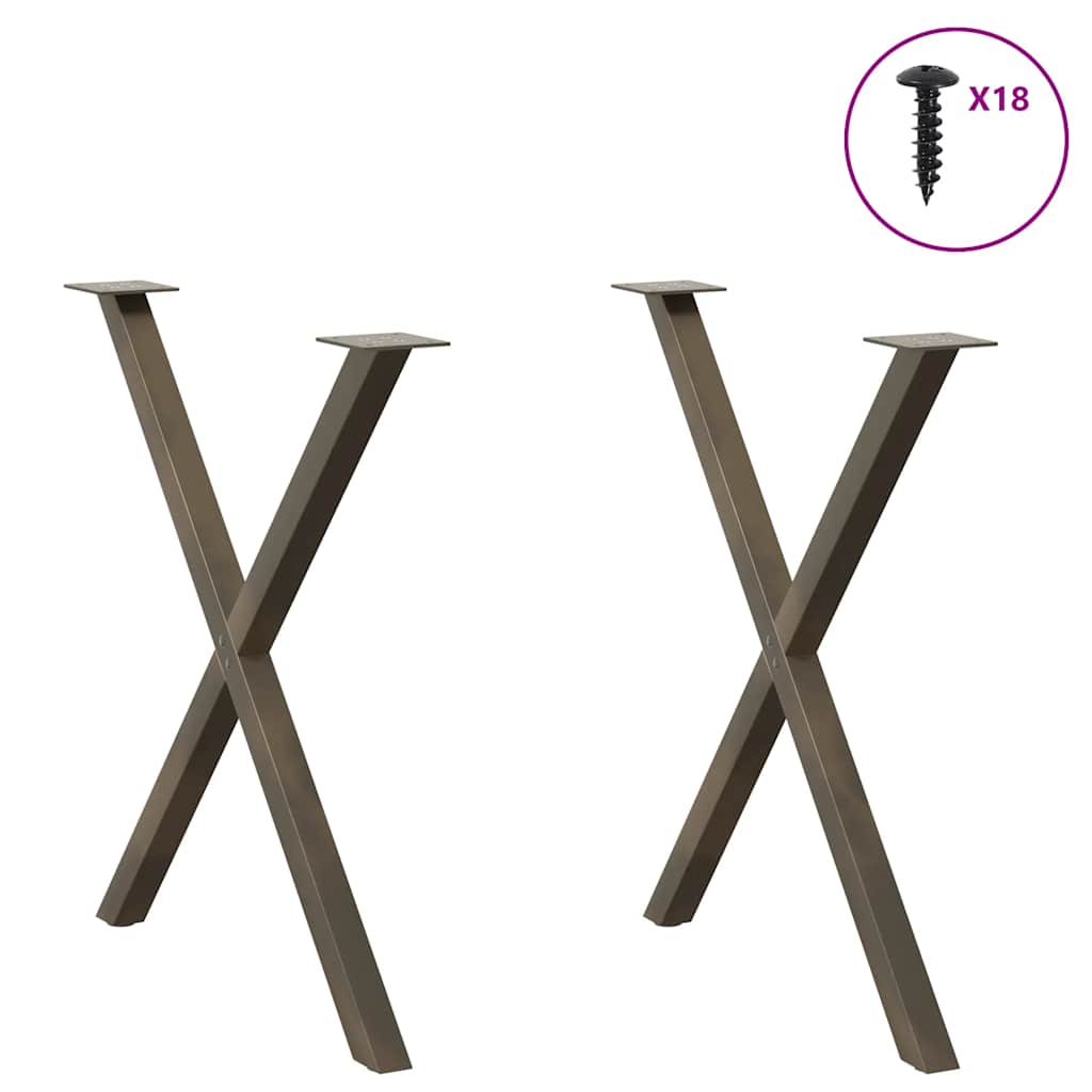 Gambe Tavolo Pranzo a X 2 pz Naturale 80x(72-73) cm Acciaio - homemem39