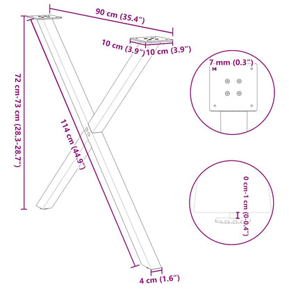 Gambe Tavolo Pranzo a Forma X 2 pz Nero 90x(72-73) cm Acciaio - homemem39