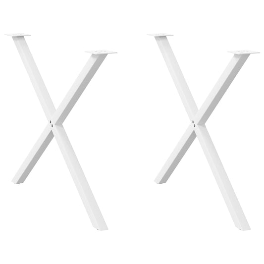 Gambe Tavolo Pranzo Forma X 2pz Bianco 90x(72-73)cm Acciaio - homemem39