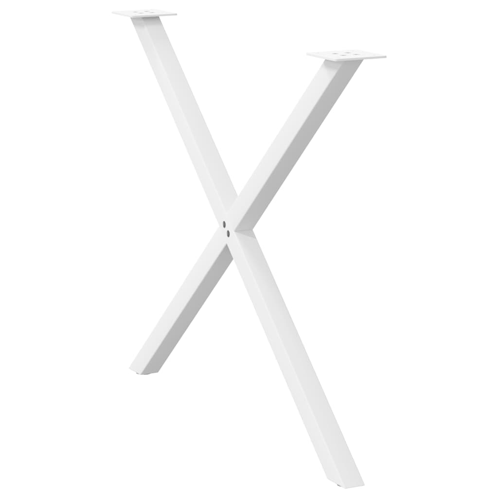 Gambe Tavolo Pranzo Forma X 2pz Bianco 90x(72-73)cm Acciaio - homemem39