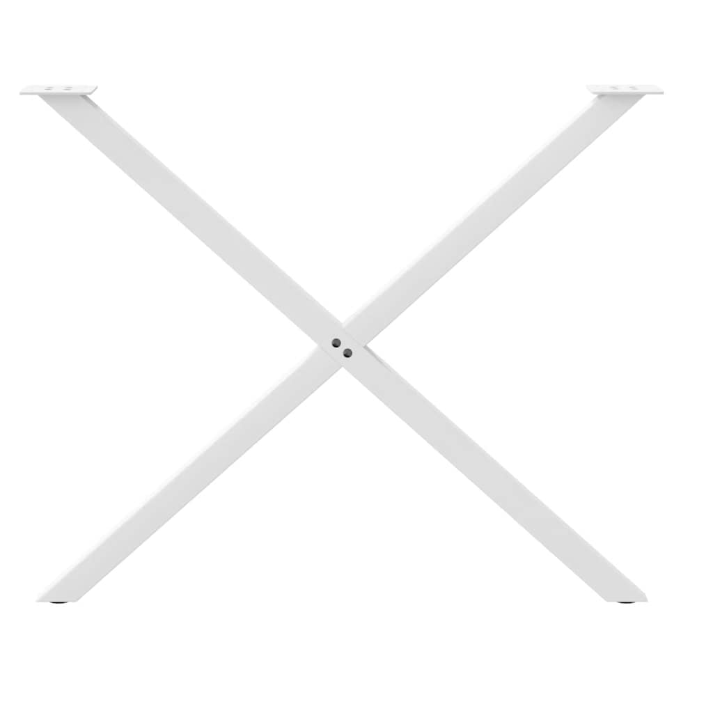 Gambe Tavolo Pranzo Forma X 2pz Bianco 90x(72-73)cm Acciaio - homemem39