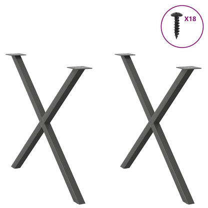 Gambe per tavolo da pranzo forma X 2 pz Antracite 90x(72-73) cm