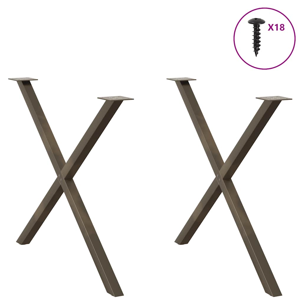 Gambe Tavolo Pranzo a X 2 pz Naturale 90x(72-73) cm Acciaio - homemem39
