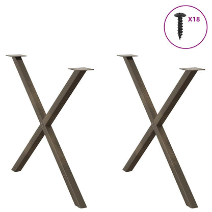 Gambe Tavolo Pranzo a X 2 pz Naturale 90x(72-73) cm Acciaio - homemem39