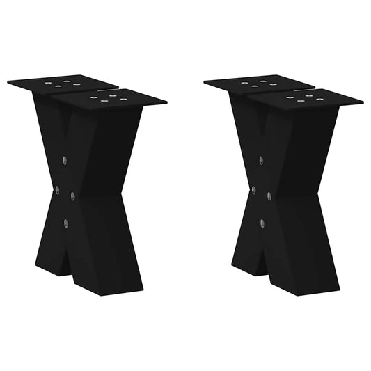 Gambe Tavolino da Caffè a X 2 pz Nero 30x(30-31) cm in Acciaio - homemem39