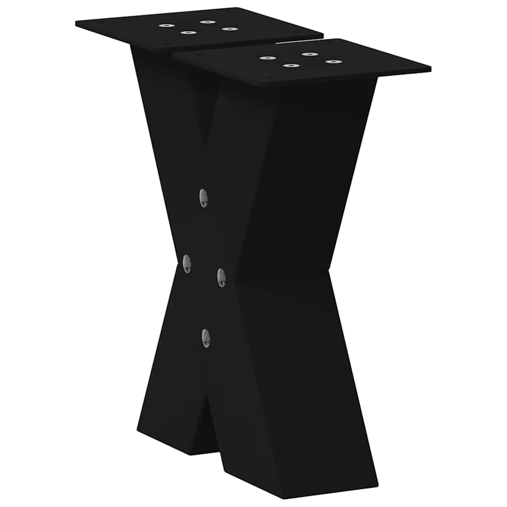 Gambe Tavolino da Caffè a X 2 pz Nero 30x(30-31) cm in Acciaio - homemem39