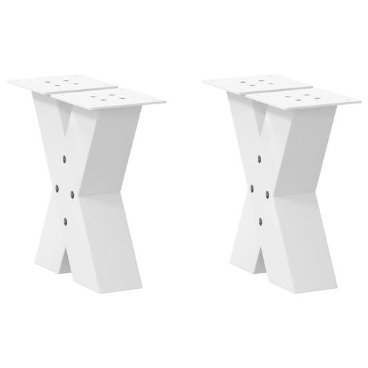 Gambe Tavolino da Caffè a X 2 pz Bianco 30x(30-31)cm in Acciaio - homemem39