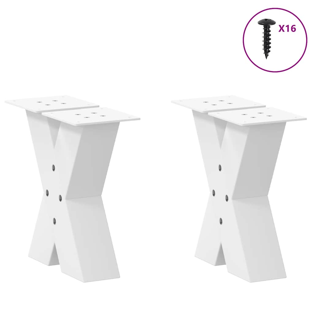 Gambe Tavolino da Caffè a X 2 pz Bianco 30x(30-31)cm in Acciaio - homemem39