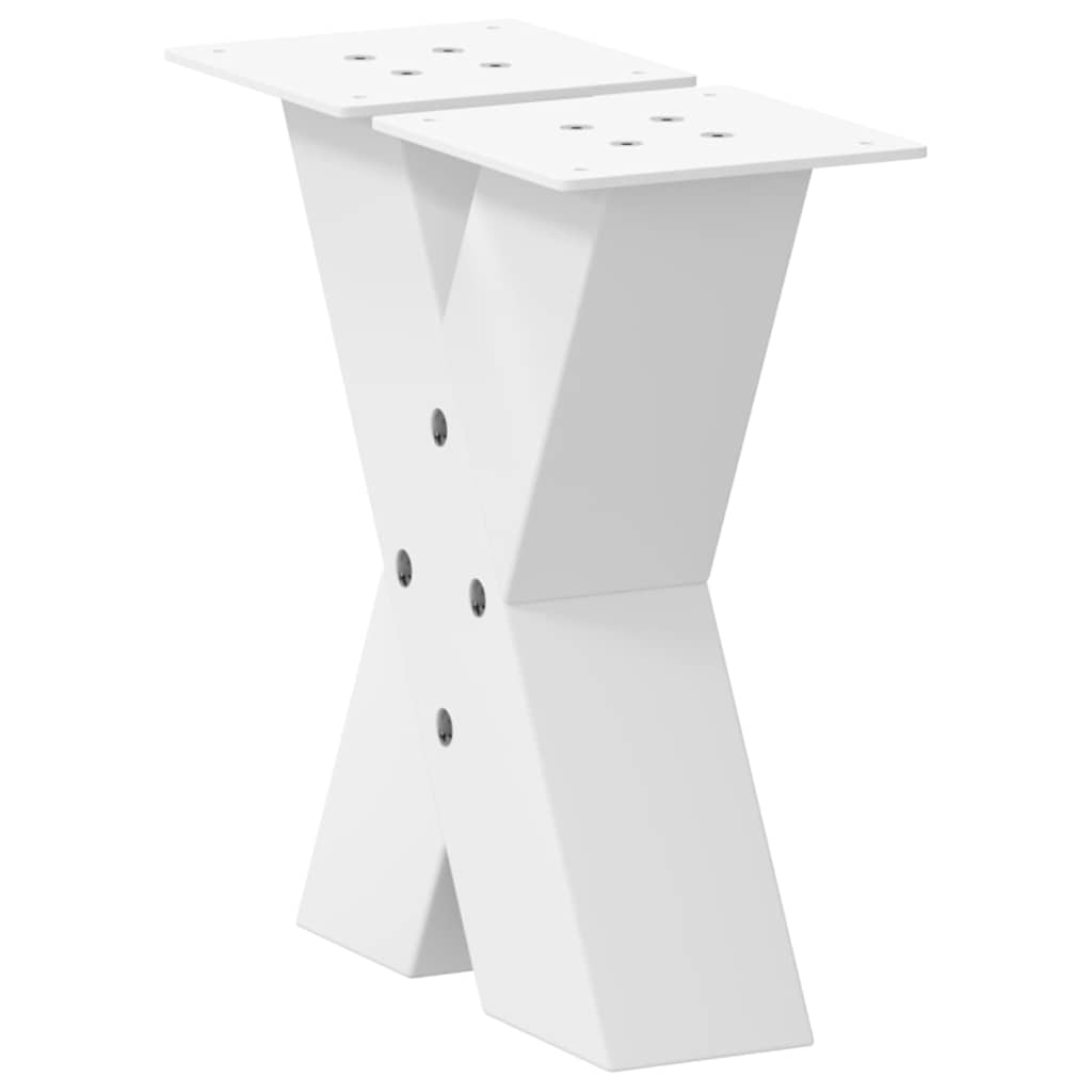 Gambe Tavolino da Caffè a X 2 pz Bianco 30x(30-31)cm in Acciaio - homemem39