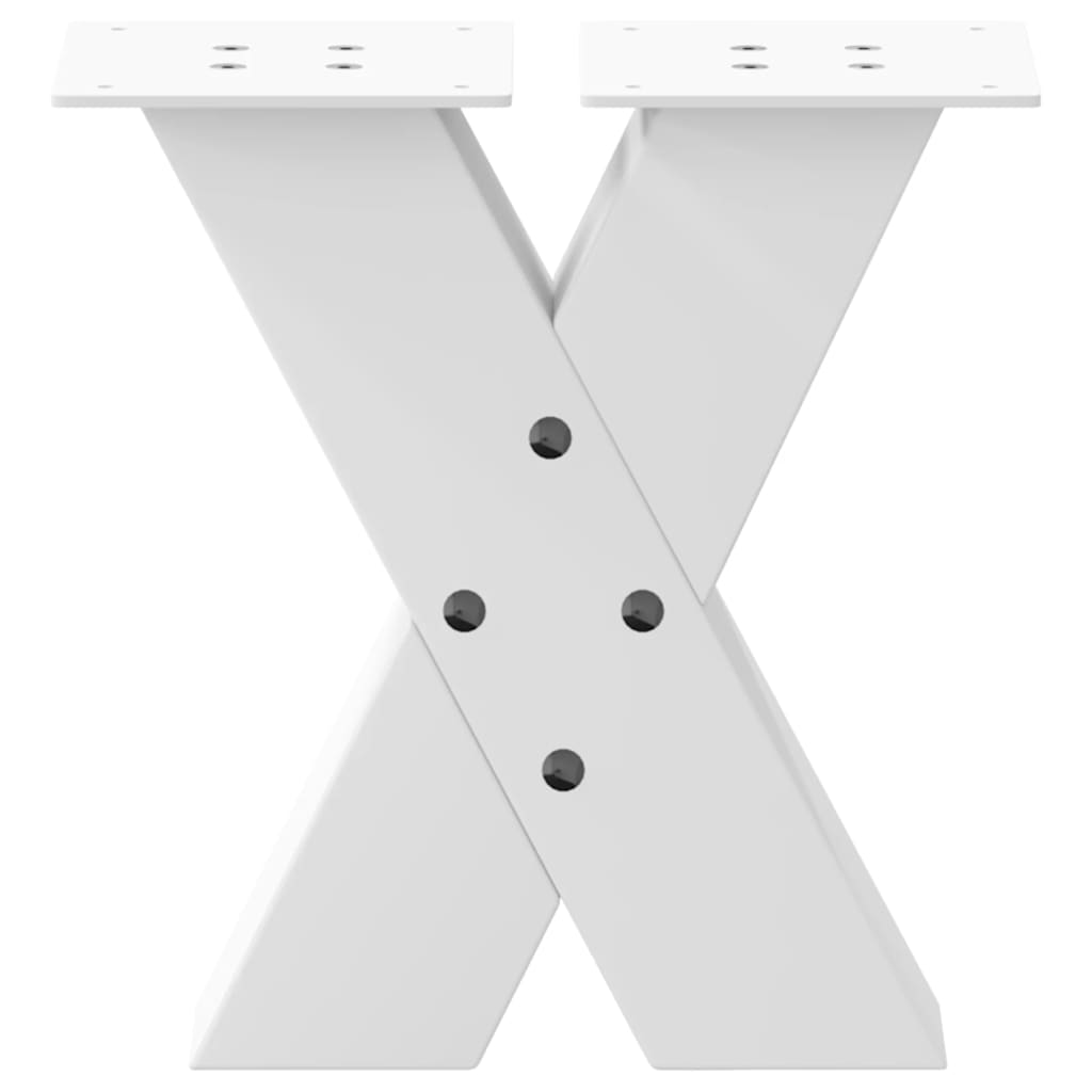 Gambe Tavolino da Caffè a X 2 pz Bianco 30x(30-31)cm in Acciaio - homemem39