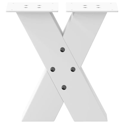 Gambe Tavolino da Caffè a X 2 pz Bianco 30x(30-31)cm in Acciaio - homemem39