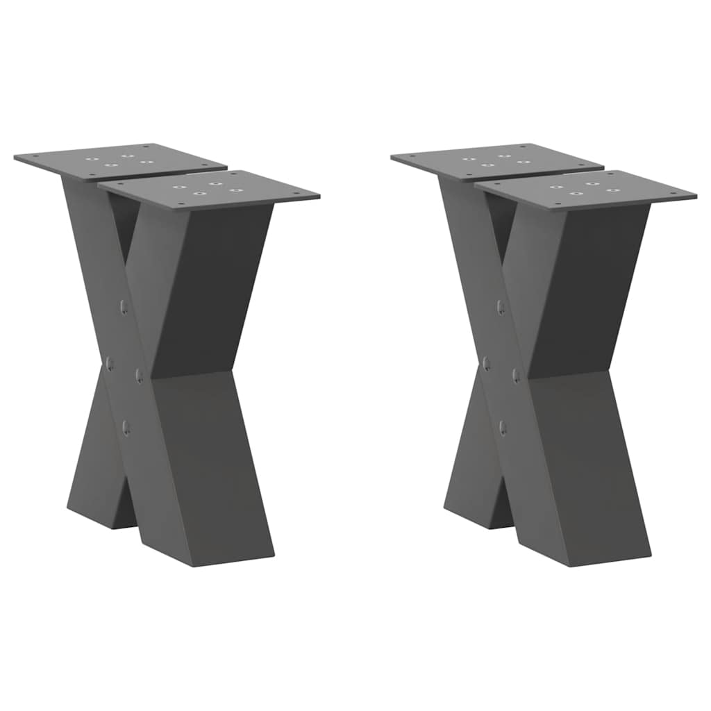 Gambe Tavolino Caffè a X 2 pz Antracite 30x(30-31)cm in Acciaio - homemem39
