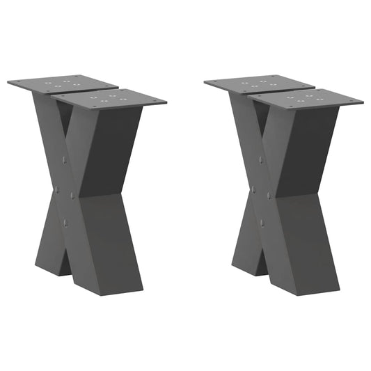 Gambe Tavolino Caffè a X 2 pz Antracite 30x(30-31)cm in Acciaio - homemem39