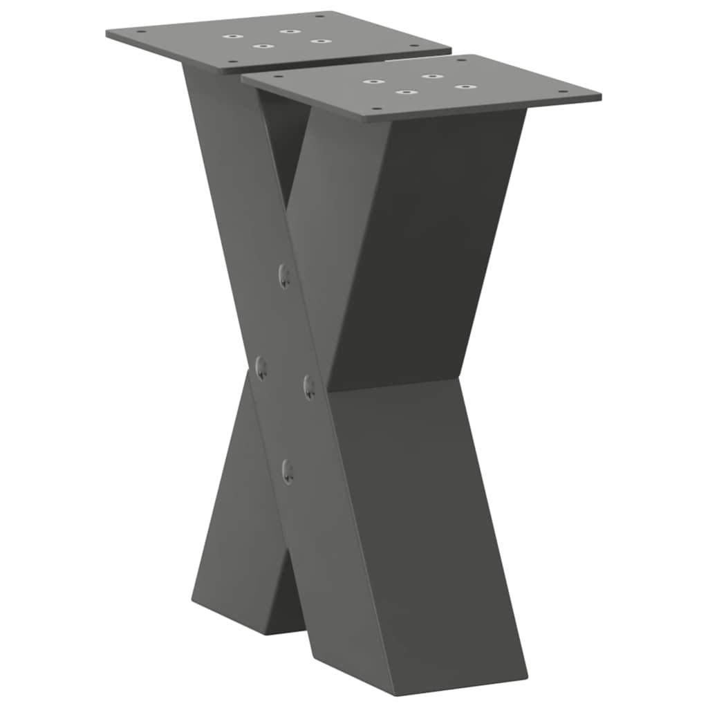 Gambe Tavolino Caffè a X 2 pz Antracite 30x(30-31)cm in Acciaio - homemem39