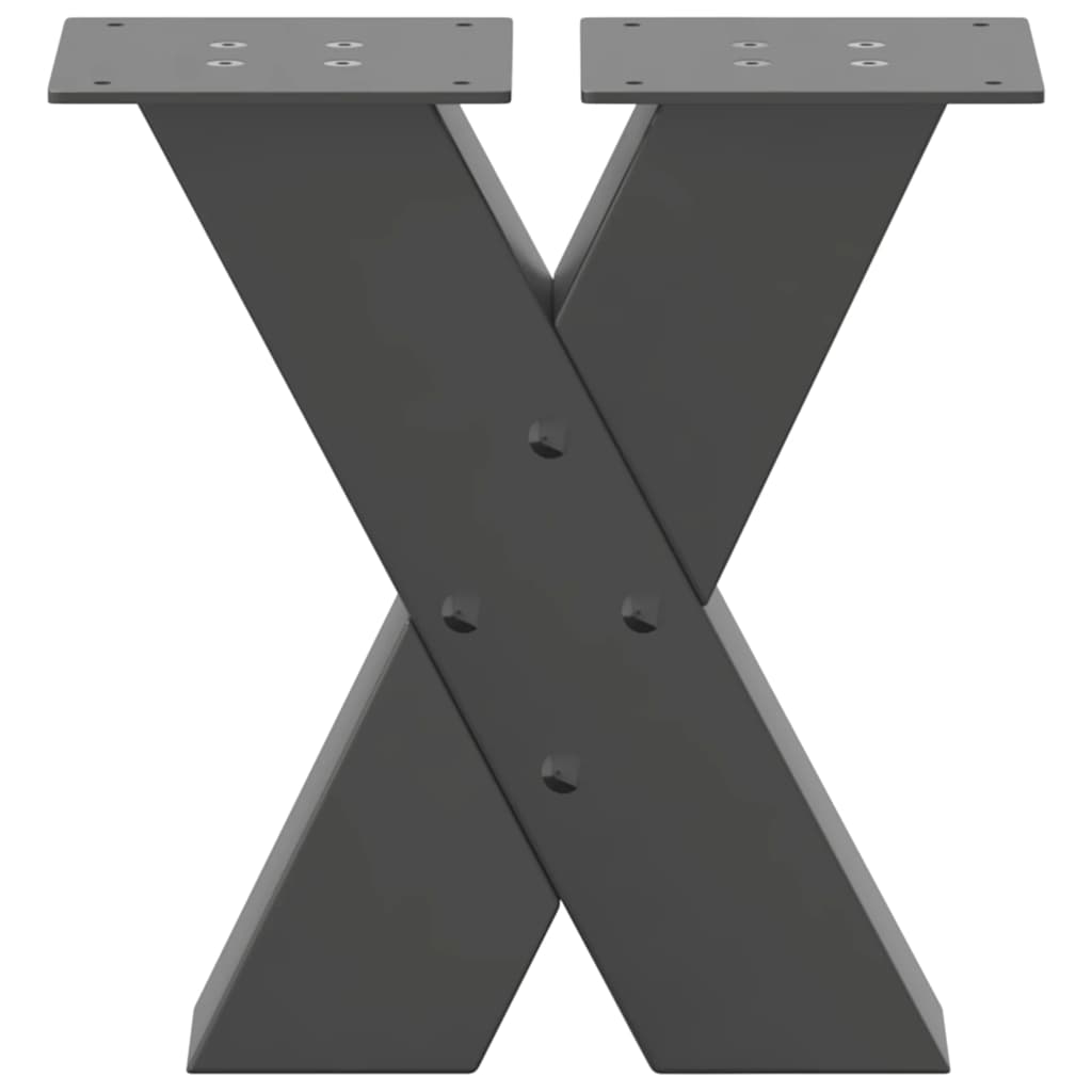 Gambe per Tavolino da Caffè forma X 2 pz Antracite 30x(30-31)cm