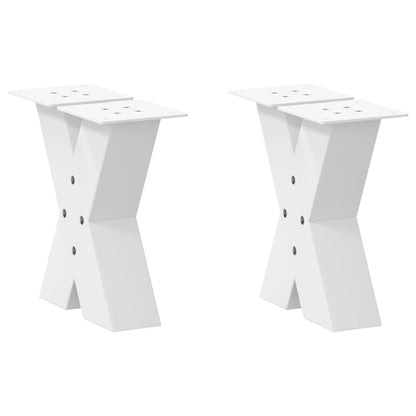 Gambe Tavolino da Caffè a X 2 pz Bianco 40x(30-31)cm in Acciaio - homemem39