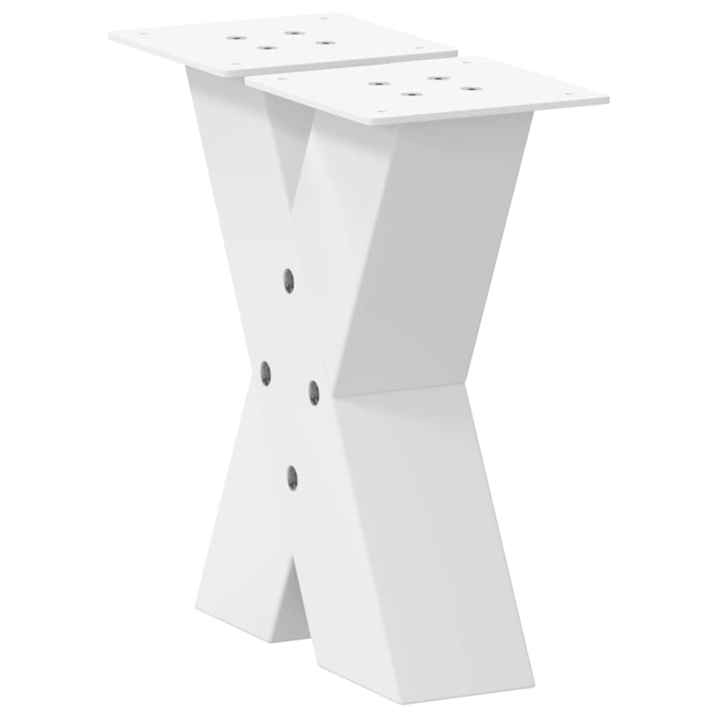 Gambe Tavolino da Caffè a X 2 pz Bianco 40x(30-31)cm in Acciaio - homemem39