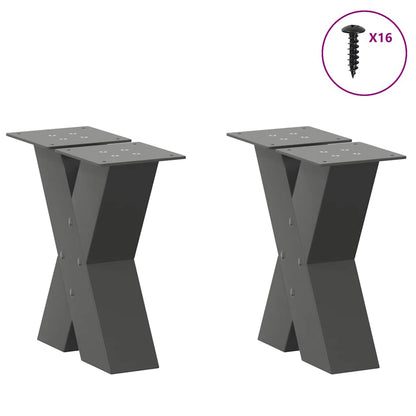 Gambe per Tavolino da Caffè forma X 2 pz Antracite 40x(30-31)cm