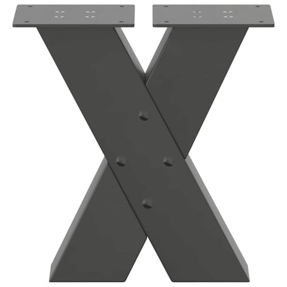 Gambe per Tavolino da Caffè forma X 2 pz Antracite 40x(30-31)cm
