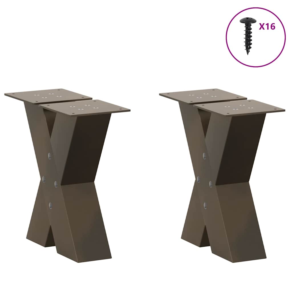 Gambe Tavolino Caffè a X 2 pz Naturale 40x(30-31) cm in Acciaio - homemem39