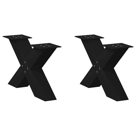 Gambe Tavolino da Caffè a X 2 pz Nero 50x(30-31) cm in Acciaio - homemem39