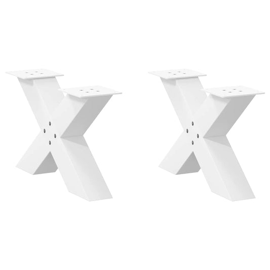 Gambe Tavolino da Caffè a X 2 pz Bianco 50x(30-31)cm in Acciaio