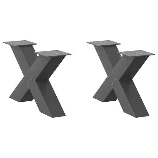 Gambe Tavolino Caffè a X 2 pz Antracite 50x(30-31)cm in Acciaio - homemem39