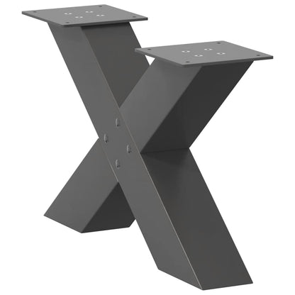 Gambe Tavolino Caffè a X 2 pz Antracite 50x(30-31)cm in Acciaio - homemem39