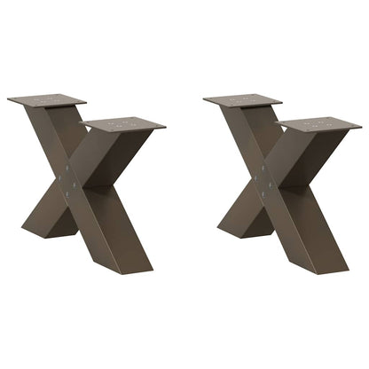Gambe Tavolino Caffè a X 2 pz Naturale 50x(30-31) cm in Acciaio - homemem39