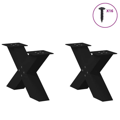 Gambe per Tavolino da Caffè a Forma di X 2 pz Nere 60x(30-31)cm