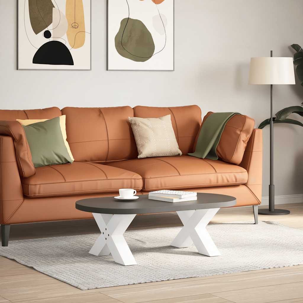 Gambe Tavolino da Caffè a X 2 pz Bianco 60x(30-31)cm in Acciaio - homemem39