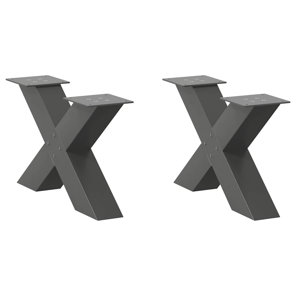 Gambe Tavolino Caffè a X 2 pz Antracite 60x(30-31)cm in Acciaio - homemem39