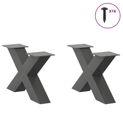 Gambe per Tavolino da Caffè forma X 2 pz Antracite 60x(30-31)cm
