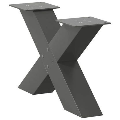 Gambe Tavolino Caffè a X 2 pz Antracite 60x(30-31)cm in Acciaio - homemem39