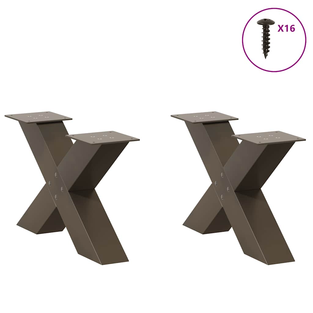 Gambe Tavolino da Caffè a X 2 pz Naturale 60x(30-31) cm in Acciaio - homemem39