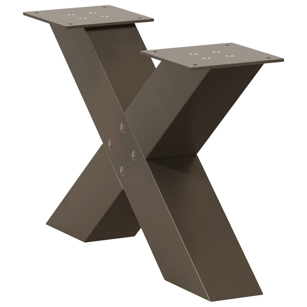 Gambe Tavolino da Caffè a X 2 pz Naturale 60x(30-31) cm in Acciaio - homemem39