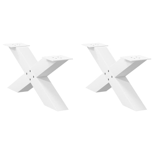 Gambe Tavolino da Caffè a X 2 pz Bianco 70x(30-31)cm in Acciaio - homemem39