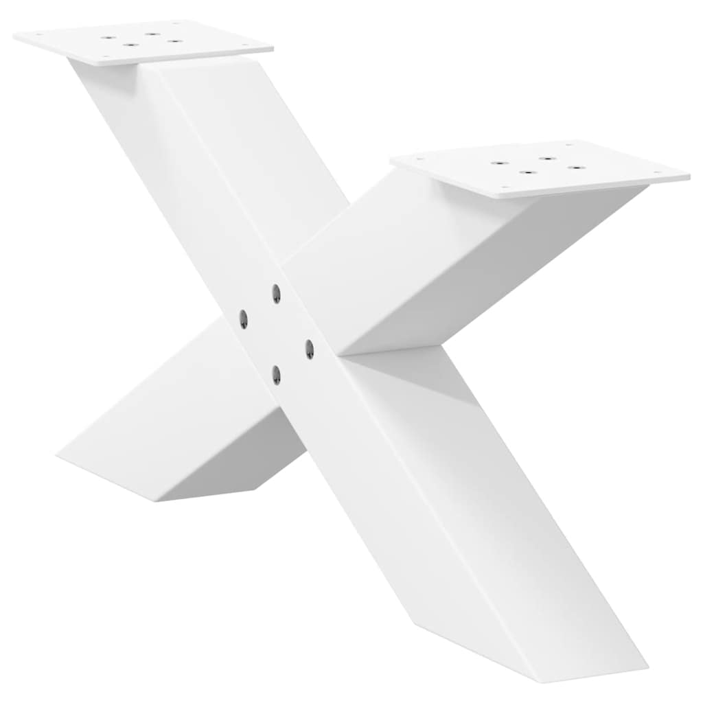 Gambe Tavolino da Caffè a X 2 pz Bianco 70x(30-31)cm in Acciaio - homemem39