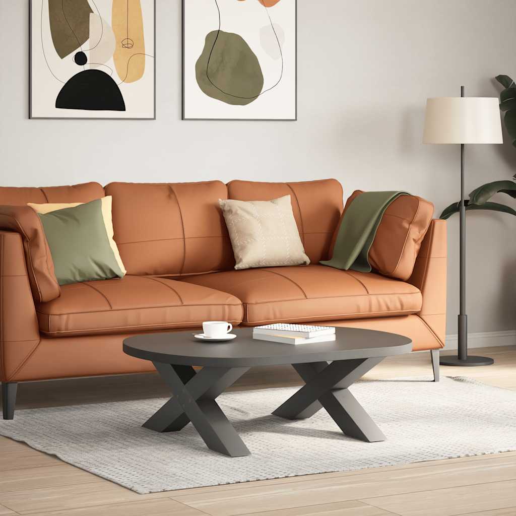 Gambe Tavolino Caffè a X 2 pz Antracite 70x(30-31)cm in Acciaio - homemem39