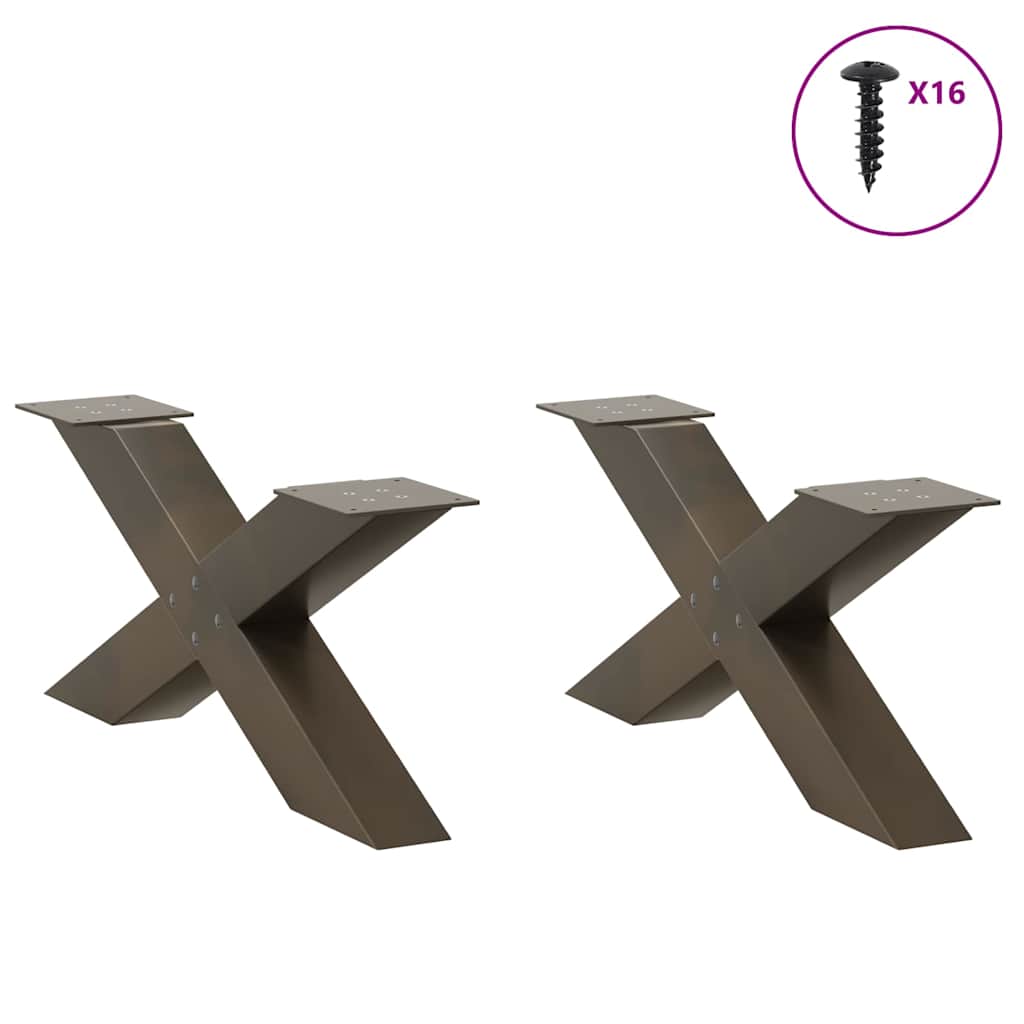 Gambe Tavolino Caffè a X 2 pz Naturale 70x(30-31) cm in Acciaio - homemem39