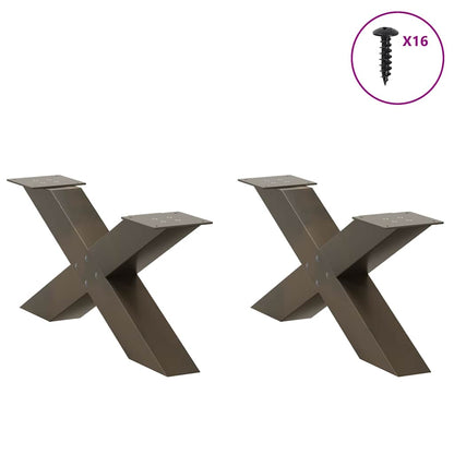Gambe Tavolino Caffè a X 2 pz Naturale 70x(30-31) cm in Acciaio - homemem39