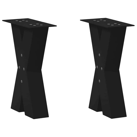 Gambe Tavolino Caffè a X 2 pz Nero 28x(42-43) cm Acciaio - homemem39