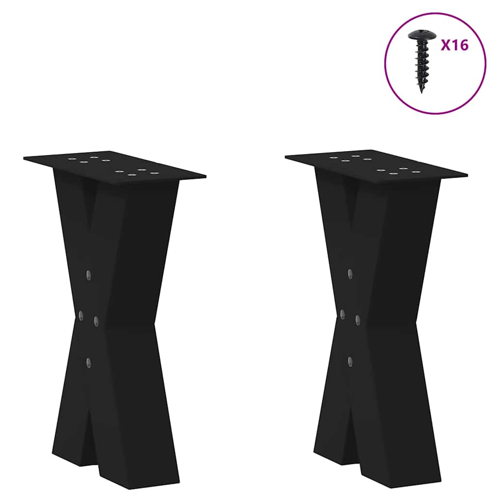 Gambe Tavolino Caffè a X 2 pz Nero 28x(42-43) cm Acciaio - homemem39