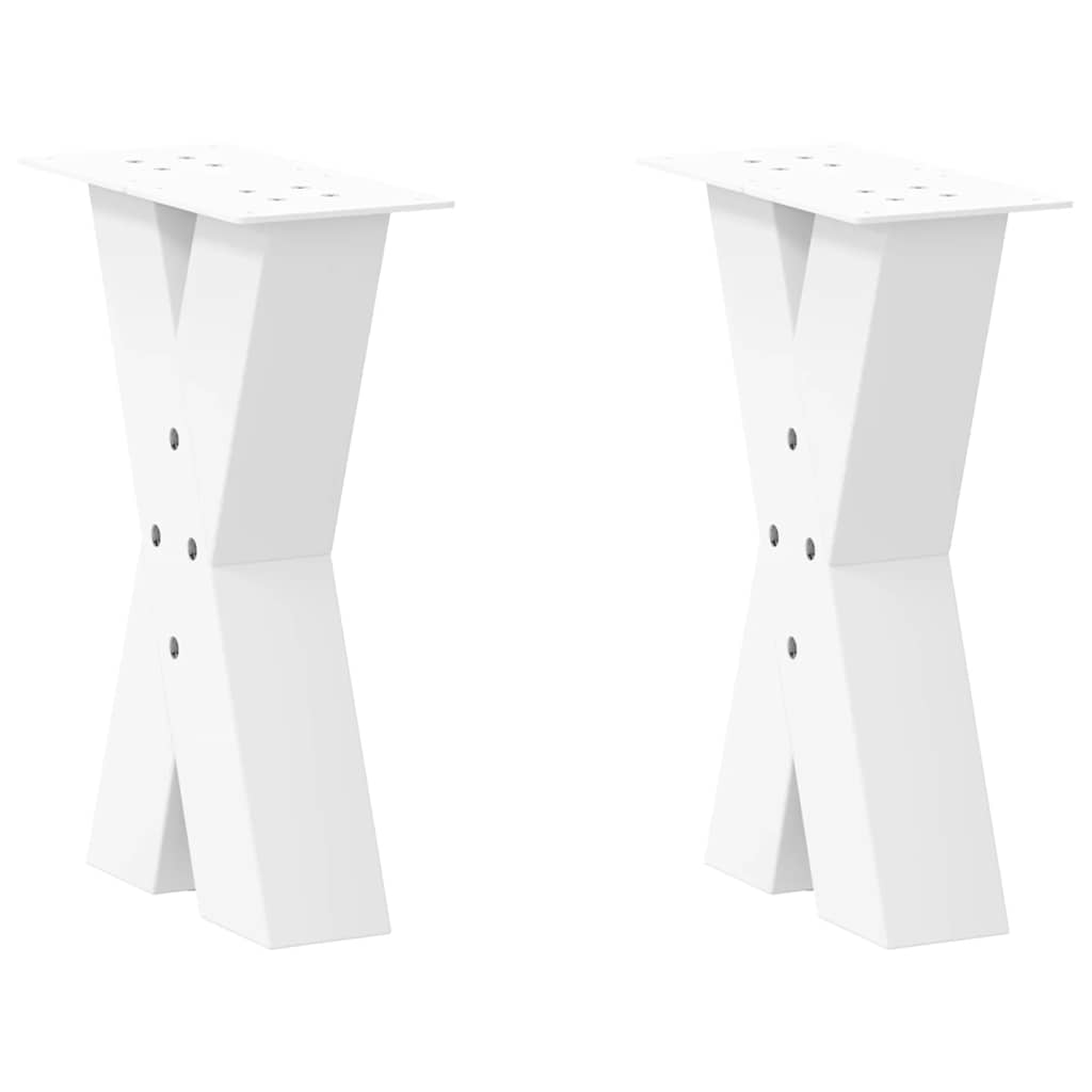 Gambe Tavolino Caffè a X 2 pz Bianco 28x(42-43) cm Acciaio - homemem39